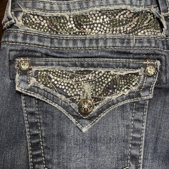 Miss Me Women's Embellished Blue Boot Cut Jeans - Picture 13 of 15